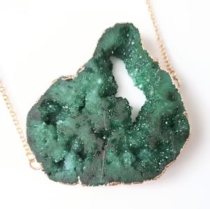 Impressive genuine druzy geode slice necklace
